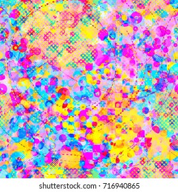 Seamless pattern. Colorful texture with circles, circle lines, dots. Bright texture. Abstract vector background for web page, banners, fabric, home decor, wrapping.