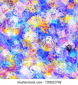 Seamless pattern. Colorful texture with scribbles. Abstract vector background for web page, banners, fabric, home decor, wrapping 