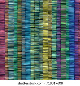 Seamless pattern. Colorful texture from vertical hatching stripes. Like tribal carpet. Abstract vector background for web page, banners, fabric, home decor, wrapping 