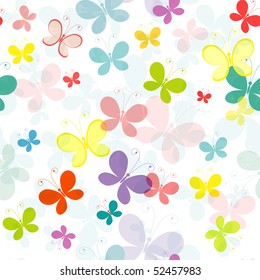 Seamless pattern with colorful translucent butterflies (vector EPS 10)