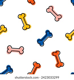 Seamless pattern with colorful treat bones