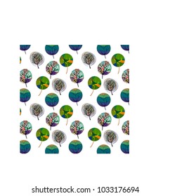 Seamless pattern with colorful trees