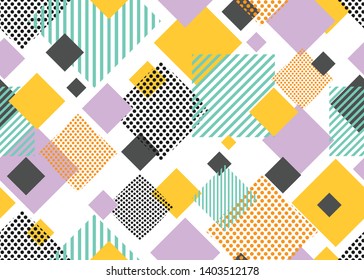 Seamless pattern of colorful triangle geometric modern shape on white background - Vector illustration