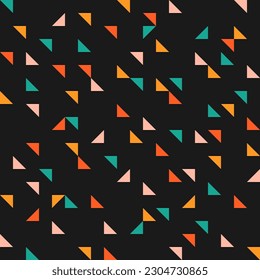 Seamless pattern with colorful triangles and black background