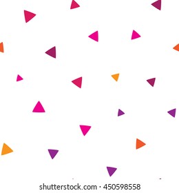 Seamless pattern with colorful triangles on a white background