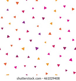 Seamless pattern with colorful triangles on a white background