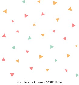 Seamless pattern with colorful triangles on a white background. Vector repeating texture.