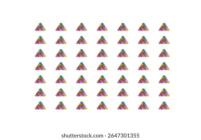 Padrão contínuo de mosaico triangular colorido, padrão abstrato vibrante com formas de pirâmide