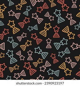 Seamless pattern with colorful trophy and black background