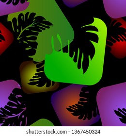 seamless pattern colorful tropical leaf on cube background