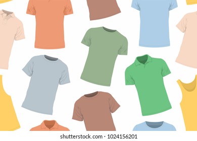 Seamless pattern of colorful t-shirts