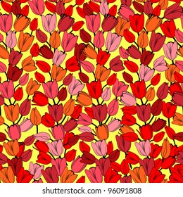 Seamless pattern with colorful tulips