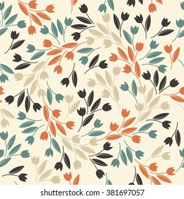 Seamless pattern with colorful tulips can be used for wallpapers,  surface textures, textile, kids cloth, pattern fills, web page backgrounds and more creative designs.