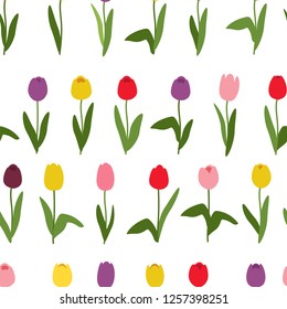 seamless pattern of colorful tulips vector