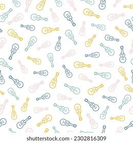 Seamless pattern with colorful ukulele