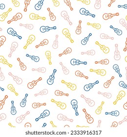 Seamless pattern with colorful ukulele
