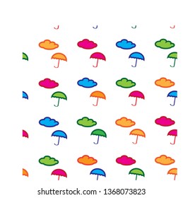 seamless pattern of colorful umbrella and cloud