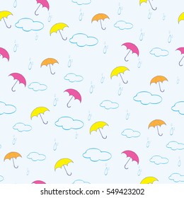seamless pattern of colorful umbrellas