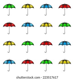 Seamless pattern of colorful umbrellas, background