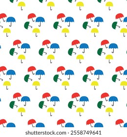 Seamless Pattern With Colorful Umbrellas on white background