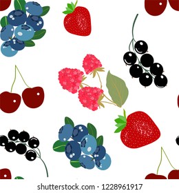 Seamless pattern with colorful vector berries