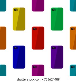 Seamless pattern of colorful vector phones - technology vector illustration with no gradient or clipping mask - back cover or case 