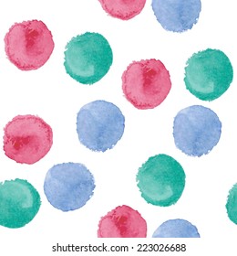 seamless pattern of colorful vector watercolor  circles
