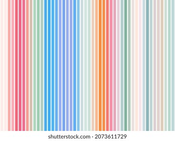Patrón sin brillo de coloridas franjas verticales sobre fondo blanco. Impresión para tela, textil, papel envolvente.