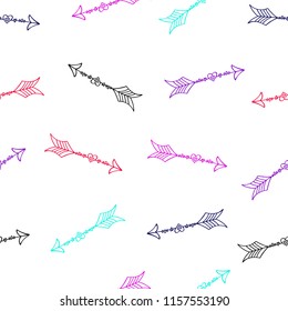 Seamless pattern with colorful vintage arrows.  Hand drawn vector illustration for print, poster, web design, textile. 