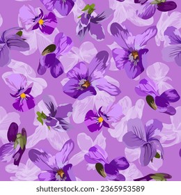 A seamless pattern of colorful violet flowers. vector illustration. flowers background.