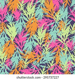 Seamless pattern with colorful, vivid herbs, leaves.