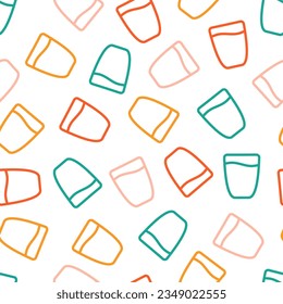 Seamless pattern with colorful water glass