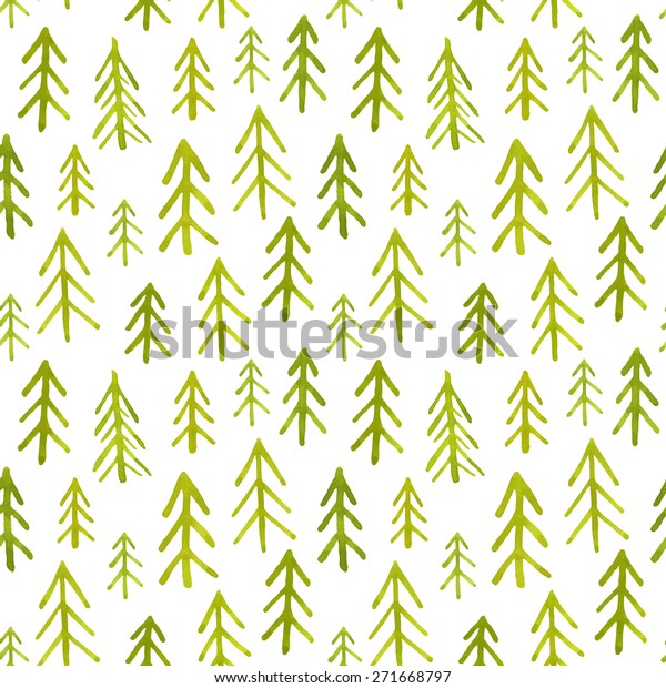 Seamless Pattern Colorful Watercolor Trees Vector Stock Vector (Royalty ...