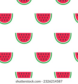 Seamless pattern with colorful watermelon half slices. Cute summer background.