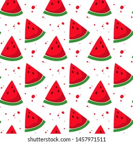 Seamless pattern with colorful watermelon. Vector illustration.
