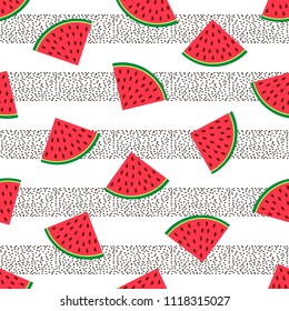Seamless pattern with colorful watermelons slices . Vector illustration
