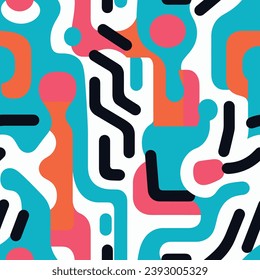 Seamless pattern colorful with wave line for trendy textile, fabric, wrapping for web, poster, textile, print and other design.