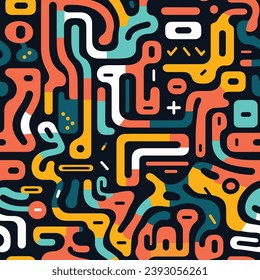 Seamless pattern colorful with wave line for trendy textile, fabric, wrapping for web, poster, textile, print and other design.