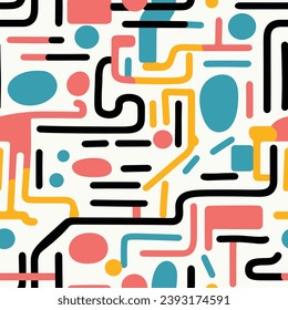 Seamless pattern colorful with wave line for trendy textile, fabric, wrapping for web, poster, textile, print and other design.