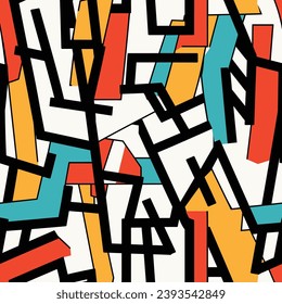 Seamless pattern colorful with wave line for trendy textile, fabric, wrapping for web, poster, textile, print and other design.