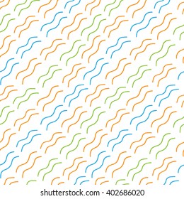 Seamless pattern colorful waves on white background