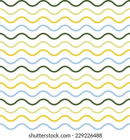 Seamless pattern of colorful waves. Used wavy lines in different colors. Arranged with a certain rhythm