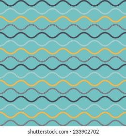 Seamless pattern of colorful waves. Used wavy lines in different colors. Arranged with a certain rhythm