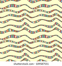 Seamless pattern with colorful wavy stripes. Cheerful texture