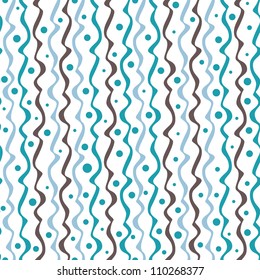 Seamless pattern with colorful wavy stripes and circles. Cheerful texture