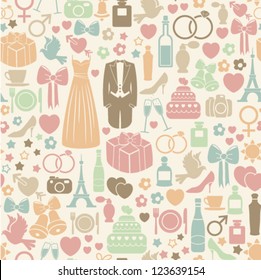 seamless pattern with colorful wedding icons