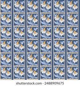 Seamless pattern with colorful wild flowers borders on background