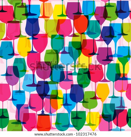Seamless pattern colorful wine glasses