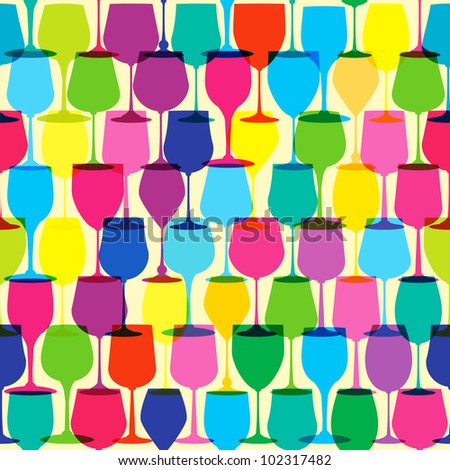 Seamless pattern colorful wine glasses