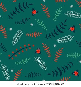 Seamless pattern with colorful winter holidays elements. Design for fabric and paper, surface textures.